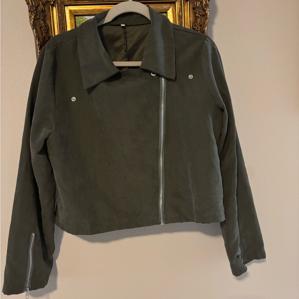 Women's Olive Green Cropped Jacket